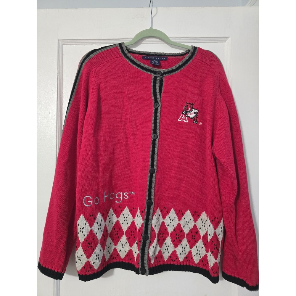 Birch Bros University Of Arkansas Cardigan‎ Sweater Go Hogs Size Large